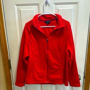 Lands' End Vibrant Red Polartec Fleece Jacket Zip up Jacket size XL / 18